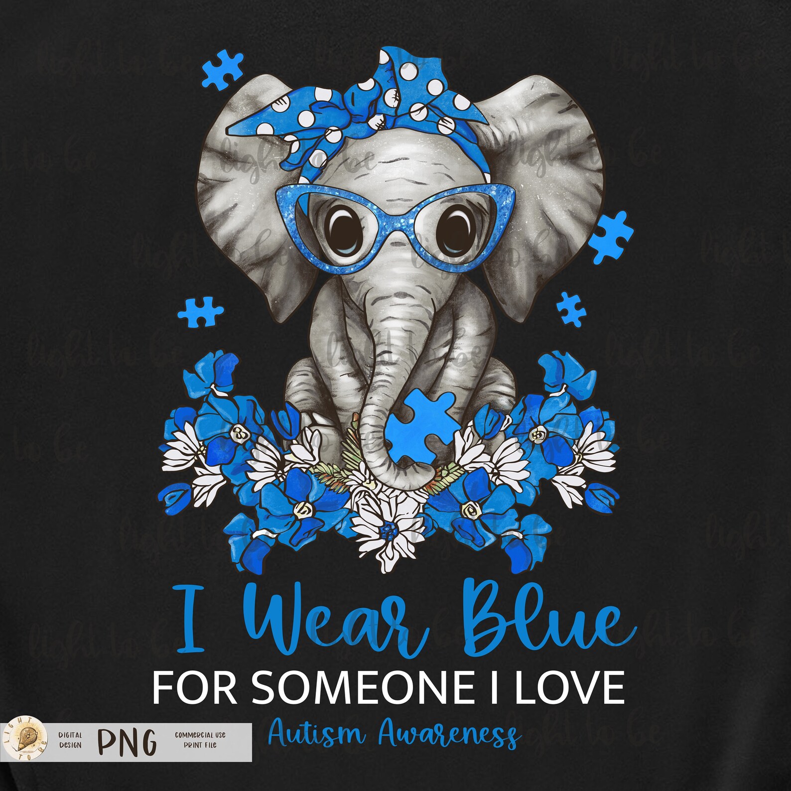 Autism Elephant PNG I Wear Blue for Someone I Love Autism - Etsy