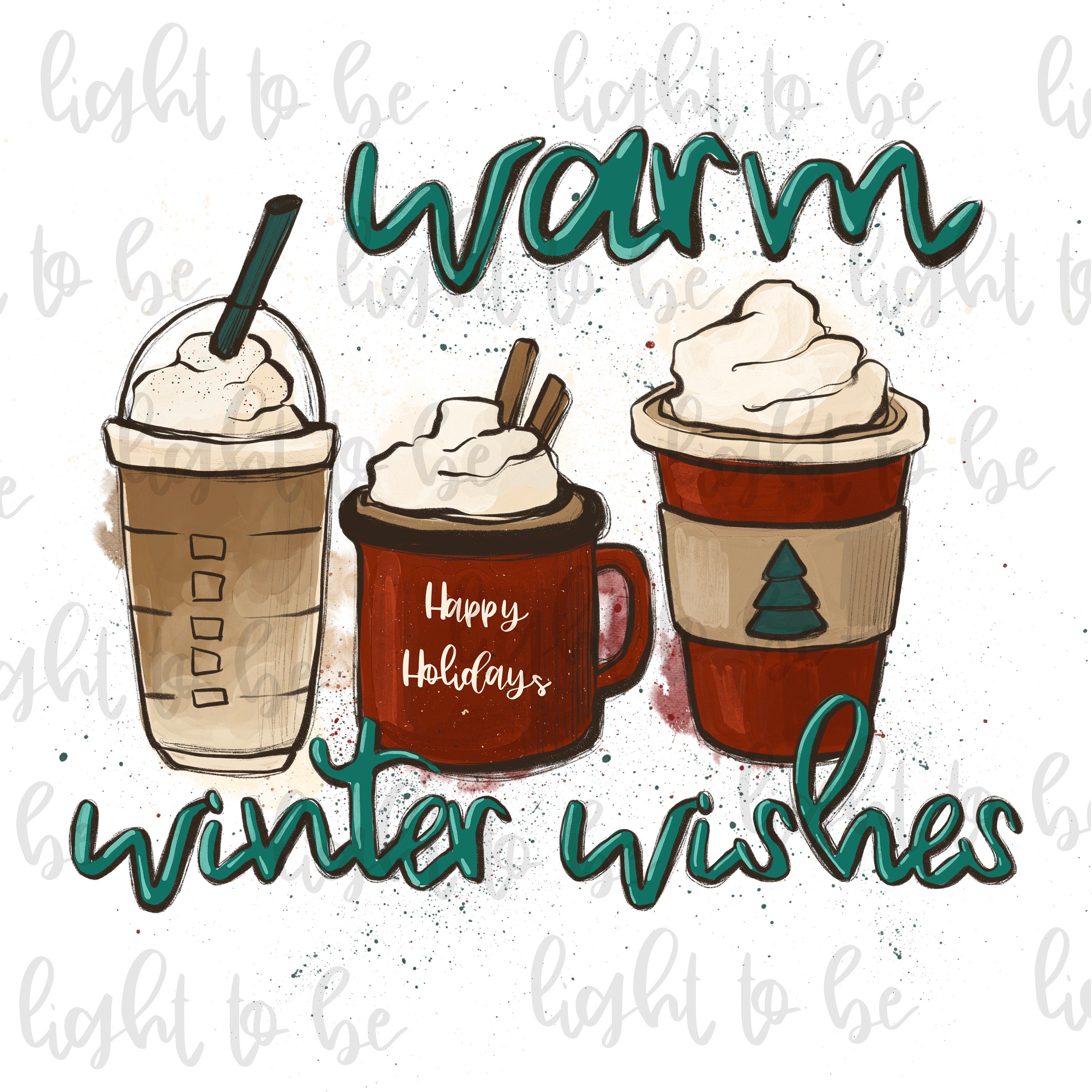 Warm Winter Wishes PNG Happy Holidays Christmas Coffee | Etsy