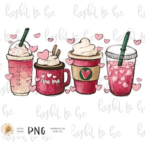 Valentine coffee lover PNG, latte iced stars coffee digital download, Sublimation design hand drawn Printable Graphic custom gift shirt