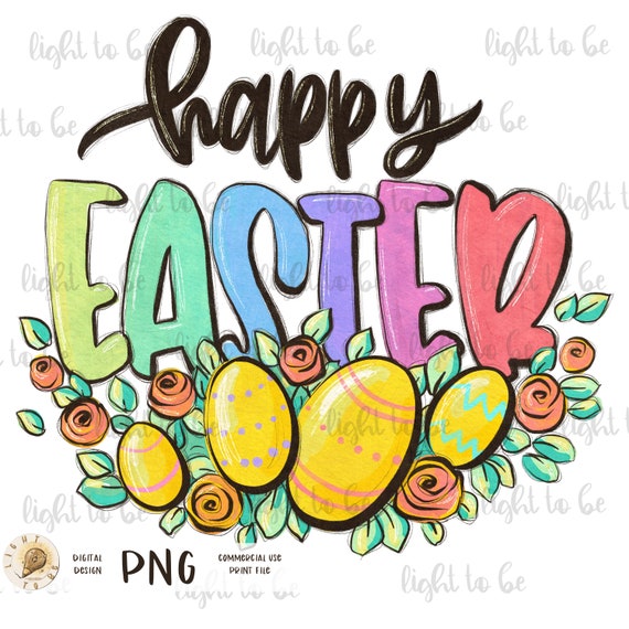 Happy Easter PNG, Eggs Flowers Easter Rainbow Colorful Kid Jesus Christ  Christian Digital Sublimation Design Drawn Printable Graphic Tshirt -   Canada