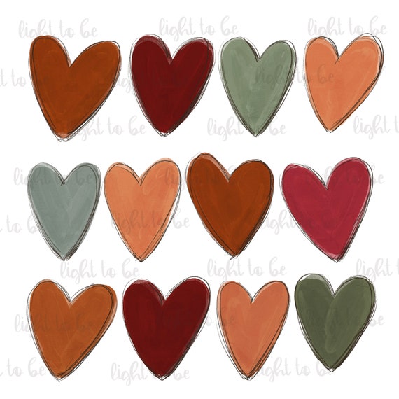 Fall Love Hearts PNG, Warm Cozy Autumn, Orange Pumpkin Color.