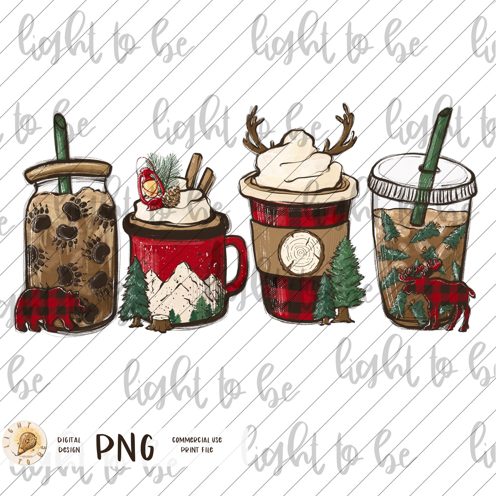 Lumberjack Coffee PNG Mama Bear Red and Black Iced Latte Etsy