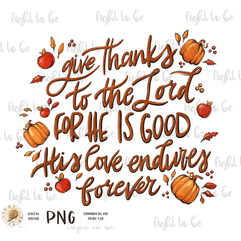 Thanksgiving Bible Verse PNG: Religious Autumn Design (digital Download ...