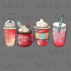 Nurse Coffee Lover PNG, JPG Latte Iced Coffee Medical Funny Digital ...