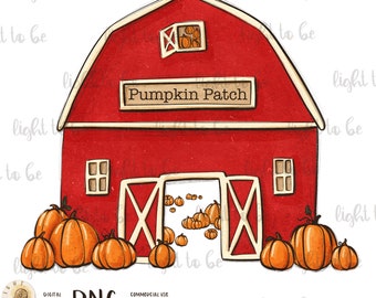 Pumpkin Patch Barn PNG: Fall Thanksgiving Design (Digital Download)