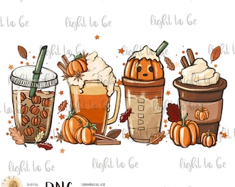 Fall Coffee PNG Pumpkin Spice Latte Iced Warm Cozy Autumn Orange ...