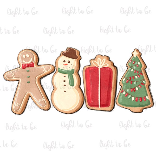 Christmas gingerbread cookies PNG, sweets holiday backer cozy winter digital Santa Sublimation design hand drawn Graphic Clipart Tshirt
