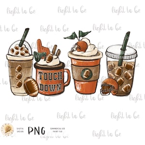Football latte PNG, tis the season, sport games, touch down, Vibes coffee Love school college, Family Sublimation design hand drawn Tshirt