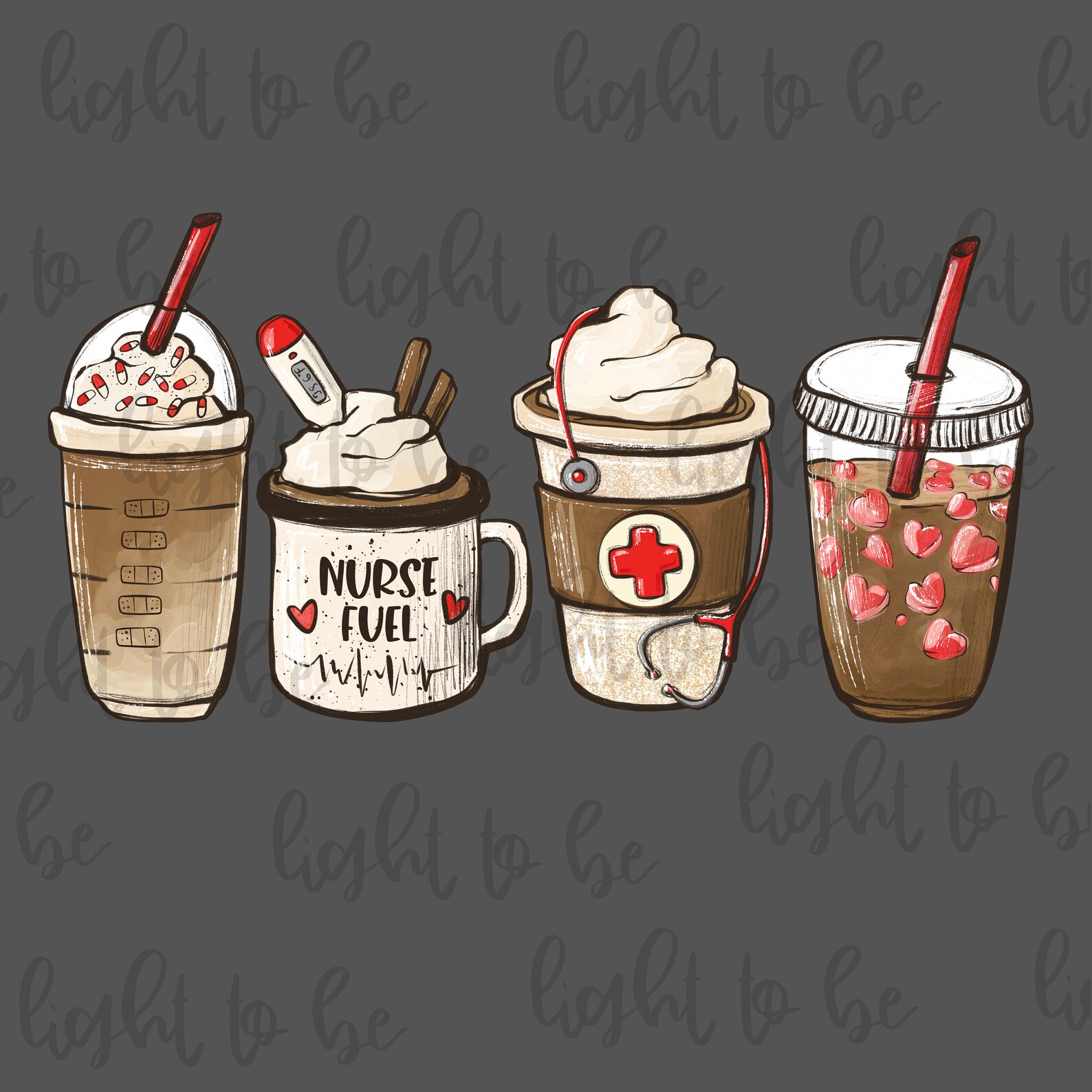 Nurse Coffee Lover PNG Latte Iced Coffee Hospital Digital - Etsy