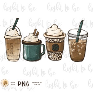 Coffee latte PNG, Iced coffee cheetah leopard drink cozy digital Coffee edict Sublimation design hand drawn Printable Graphic Clipart Tshirt