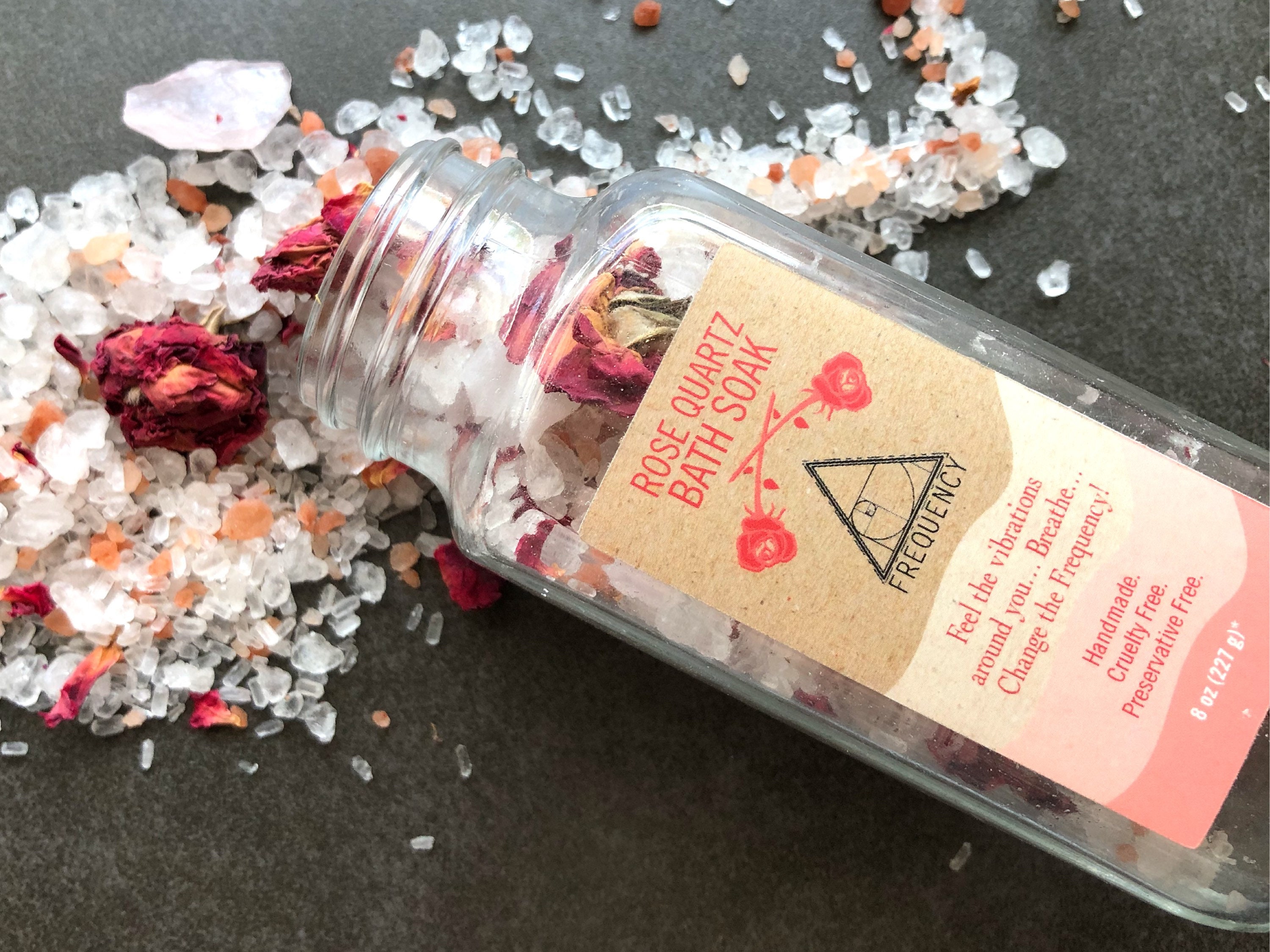 Rose Quartz Bath Soak Bath Salts Crystal Infused Ritual Etsy