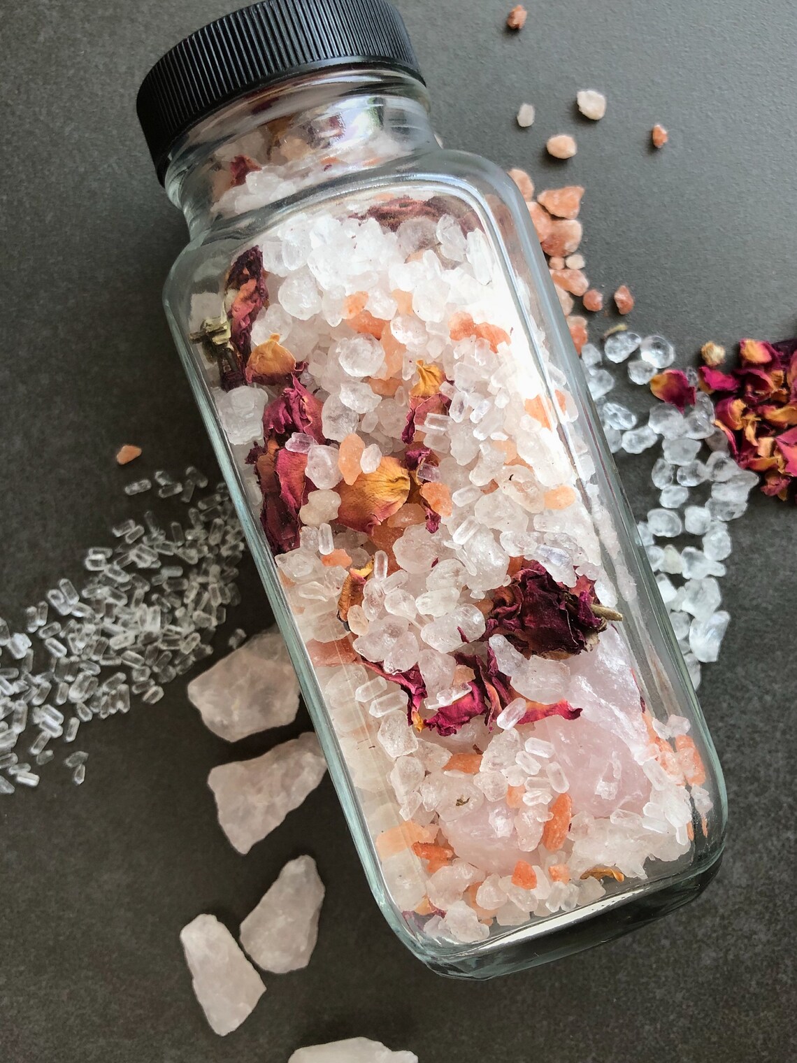 Rose Quartz Bath Soak Bath Salts Crystal Infused Ritual Etsy