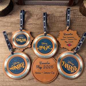 DCL Cruise Ornament - Porthole Ornaments ~ Magic - Wonder - Dream - Fantasy ~ Stateroom Door - Fish Extender Gifts - Disney Christmas Decor