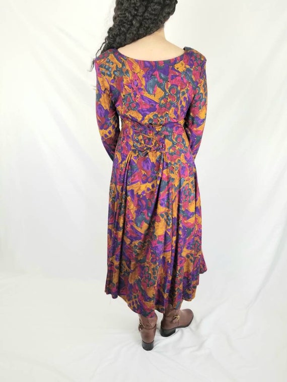 Vintage 90s Abstract colorful print tie back maxi… - image 4