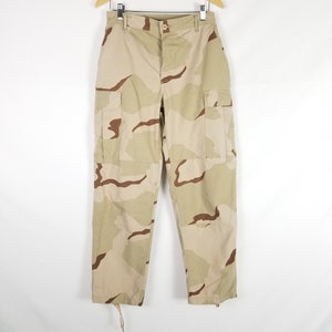 90's Army Desert Camouflage Cargo Pants, Unisex Camo Pants Women's Men's size Medium Waist 27 28 29 upto 32