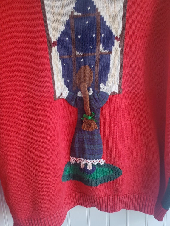 Susan Bristol 90s ugly Christmas Sweater Red Tack… - image 8