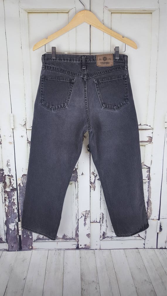 Wrangler Black Jeans Washed Out Black Denim High Waisted Unisex
