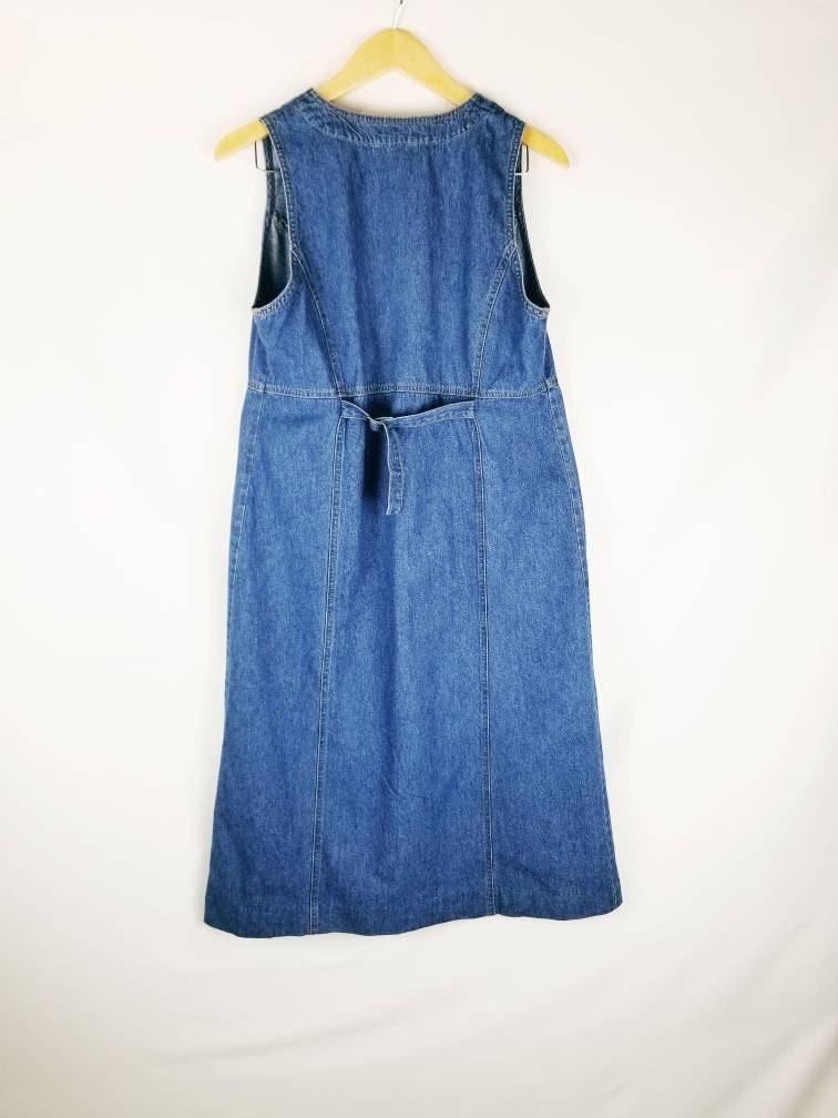 Vintage 90's Denim Dress Button up Dress Sleeves Jumper// | Etsy