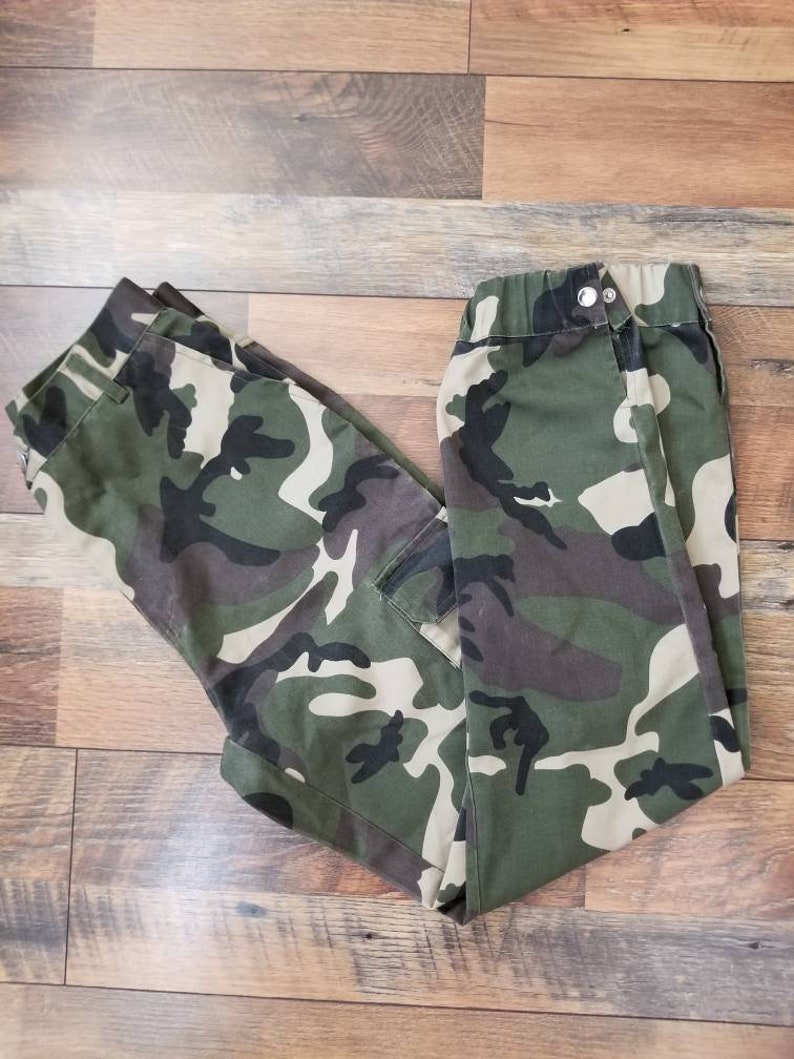 Camo High Waisted Cargo Pants 80s Camouflage Print Tapered Leg | Etsy