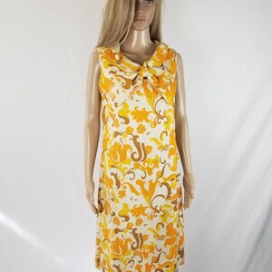 60s Mod Dress Beige Mididress shift Retro Boho Sleevess Medium
