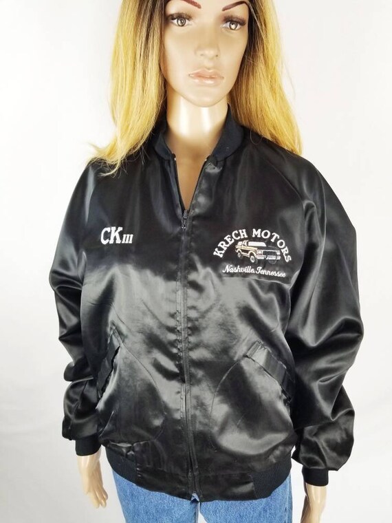 Black satin jacket women's outlet