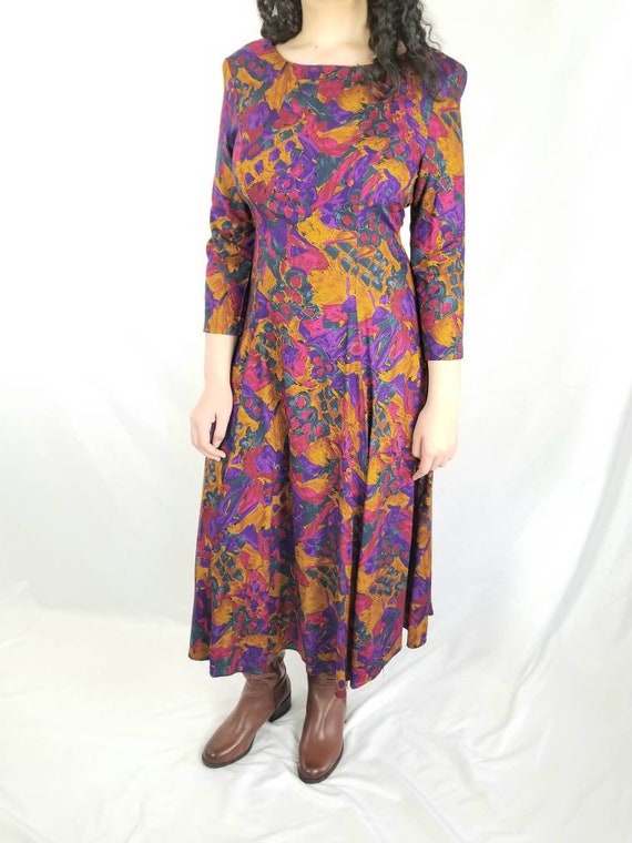 Vintage 90s Abstract colorful print tie back maxi… - image 2