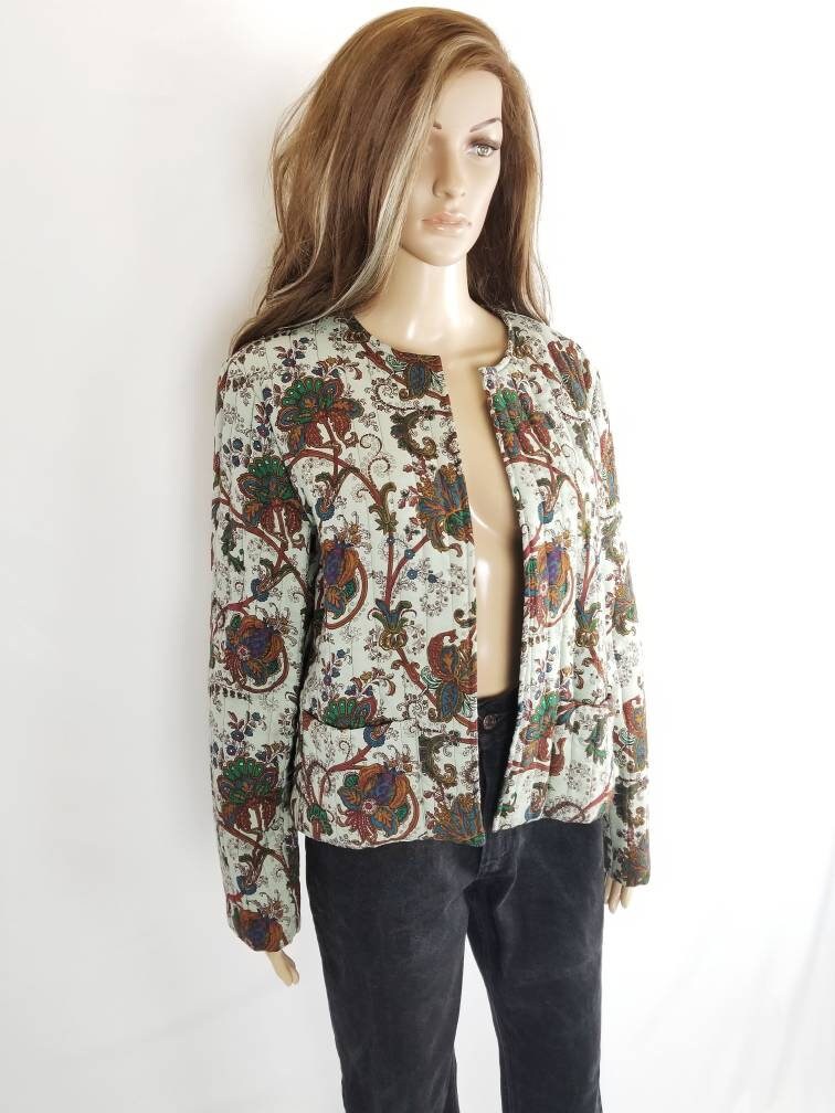 Vintage Quilted Pasley Bohemian Crop Blazer Jacket Made in the | Etsy