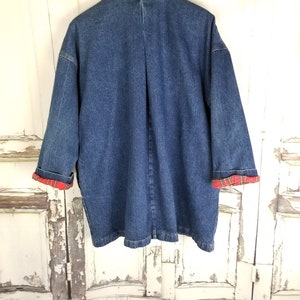 Vintage Oversized Denim Jacket 80s, Slouchy Jean Jacket, Heavy Denim Barn Coat JacketWomen's Size Medium M Large L image 6