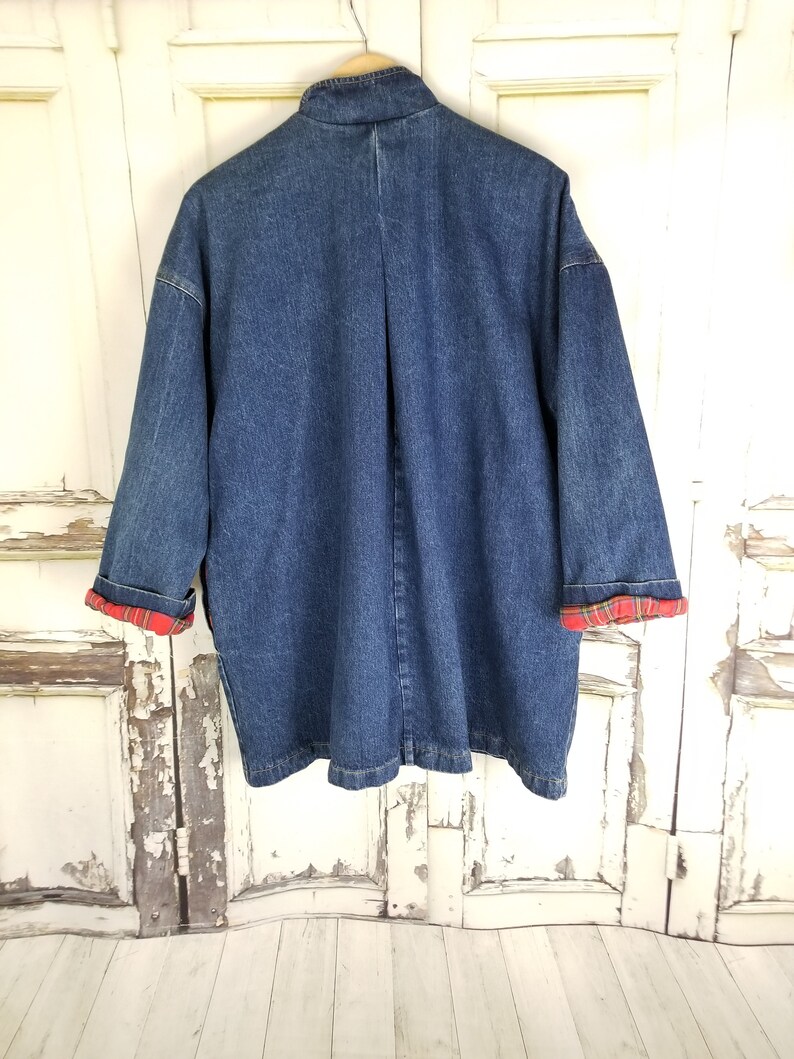 Vintage Oversized Denim Jacket 80s, Slouchy Jean Jacket, Heavy Denim Barn Coat JacketWomen's Size Medium M Large L image 6