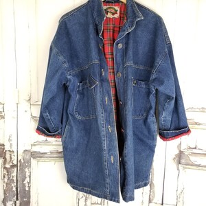 Vintage Oversized Denim Jacket 80s, Slouchy Jean Jacket, Heavy Denim Barn Coat JacketWomen's Size Medium M Large L image 8