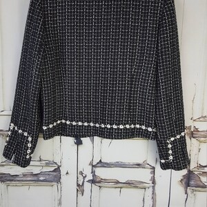 Vintage Christopher & Banks Tweed Black and White Cropped Jacket Blazer Women's size Medium M image 6
