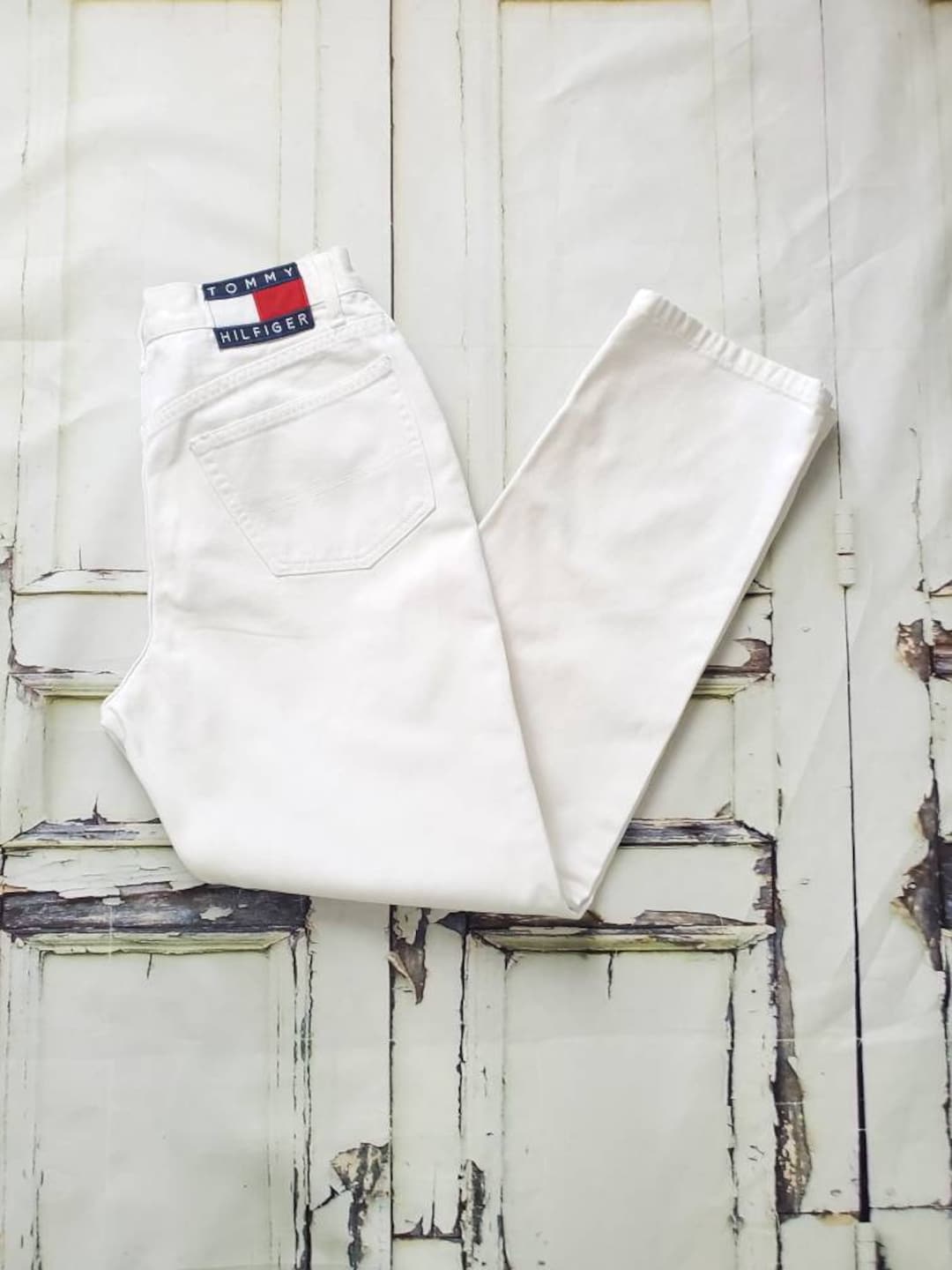 Buy Vintage Tommy Hilfiger White Jeans High Waisted Size 27 Online in  India