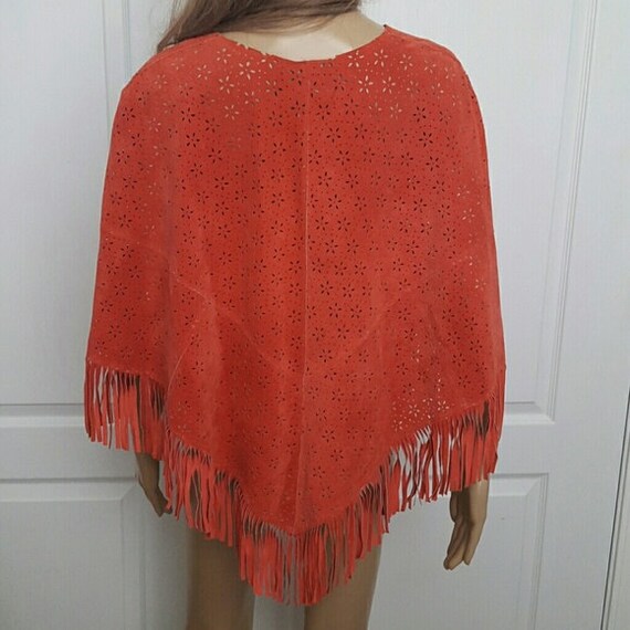 Vintage Fringed Suede Cape Poncho Western Cape Wo… - image 6