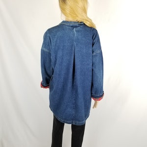 Vintage Oversized Denim Jacket 80s, Slouchy Jean Jacket, Heavy Denim Barn Coat JacketWomen's Size Medium M Large L image 2
