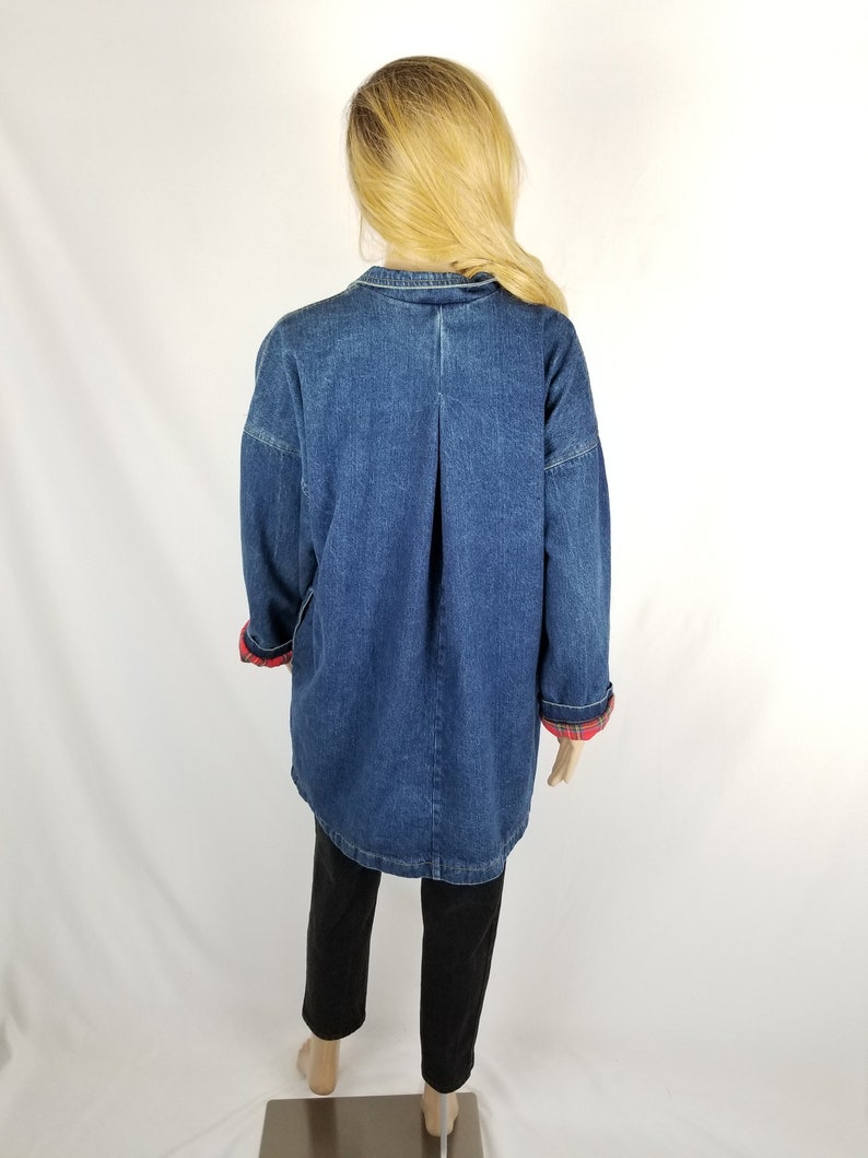 Vintage Oversized Denim Jacket 80s, Slouchy Jean Jacket, Heavy Denim Barn Coat JacketWomen's Size Medium M Large L image 2