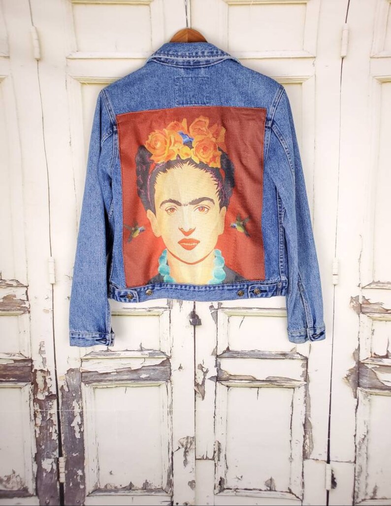 Frida kahlo Reworked Denim Jacket Large / Womens Size S Small | Etsy