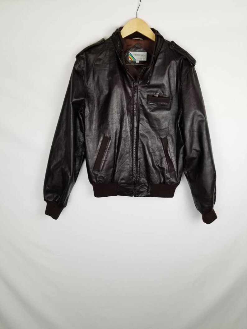 Vintage 80 S Members Only Brown Leather Er Jacket By Europecraft Size Large