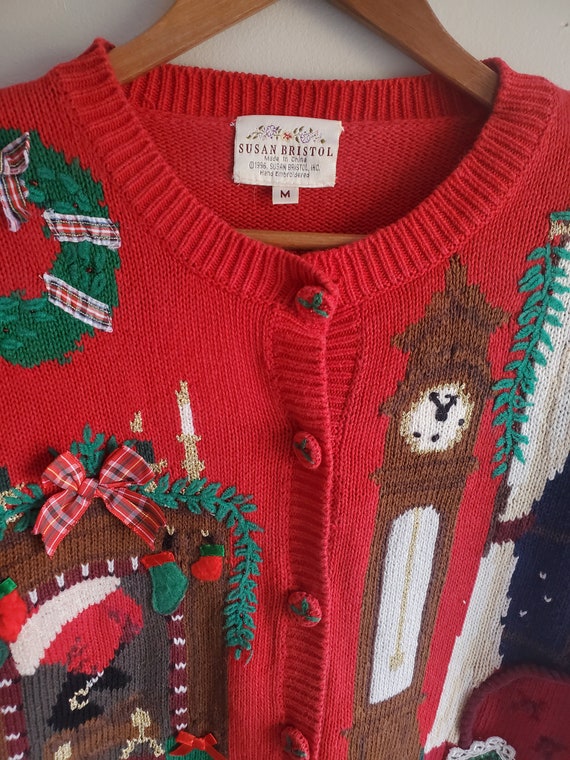 Susan Bristol 90s ugly Christmas Sweater Red Tack… - image 9