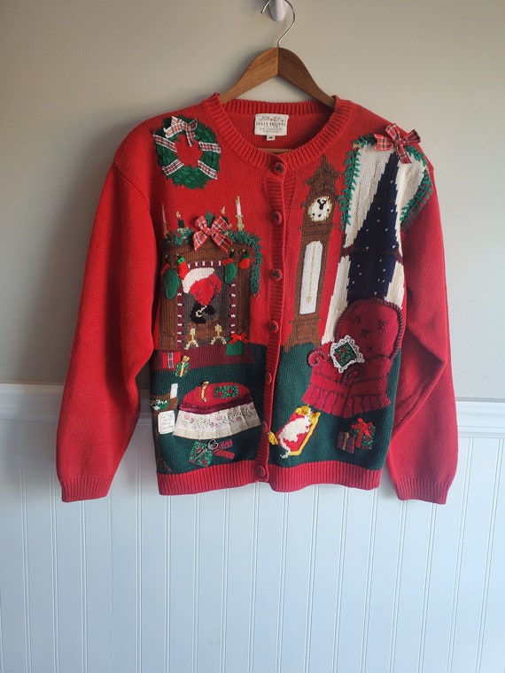 Susan Bristol 90s ugly Christmas Sweater Red Tack… - image 7