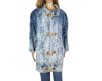 Chaqueta de mezclilla de gran tamaño de los años 80, chaqueta jean de lavado ácido azul claro slouchy // Tamaño de mujer grande L