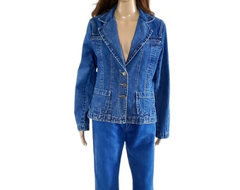 Vintage Bill Blass Jean Jacket Fitted Size Medium M