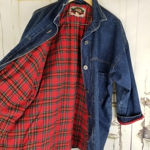 Vintage Oversized Denim Jacket 80s, Slouchy Jean Jacket, Heavy Denim Barn Coat JacketWomen's Size Medium M Large L image 7