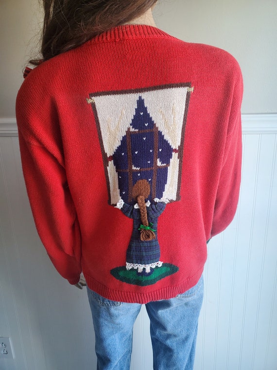 Susan Bristol 90s ugly Christmas Sweater Red Tack… - image 6