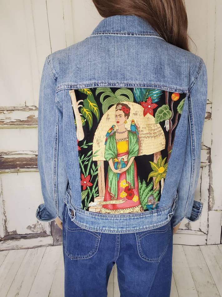 Frida Kahlo Reworked Denim Jacket Womens Size M Medium | Etsy