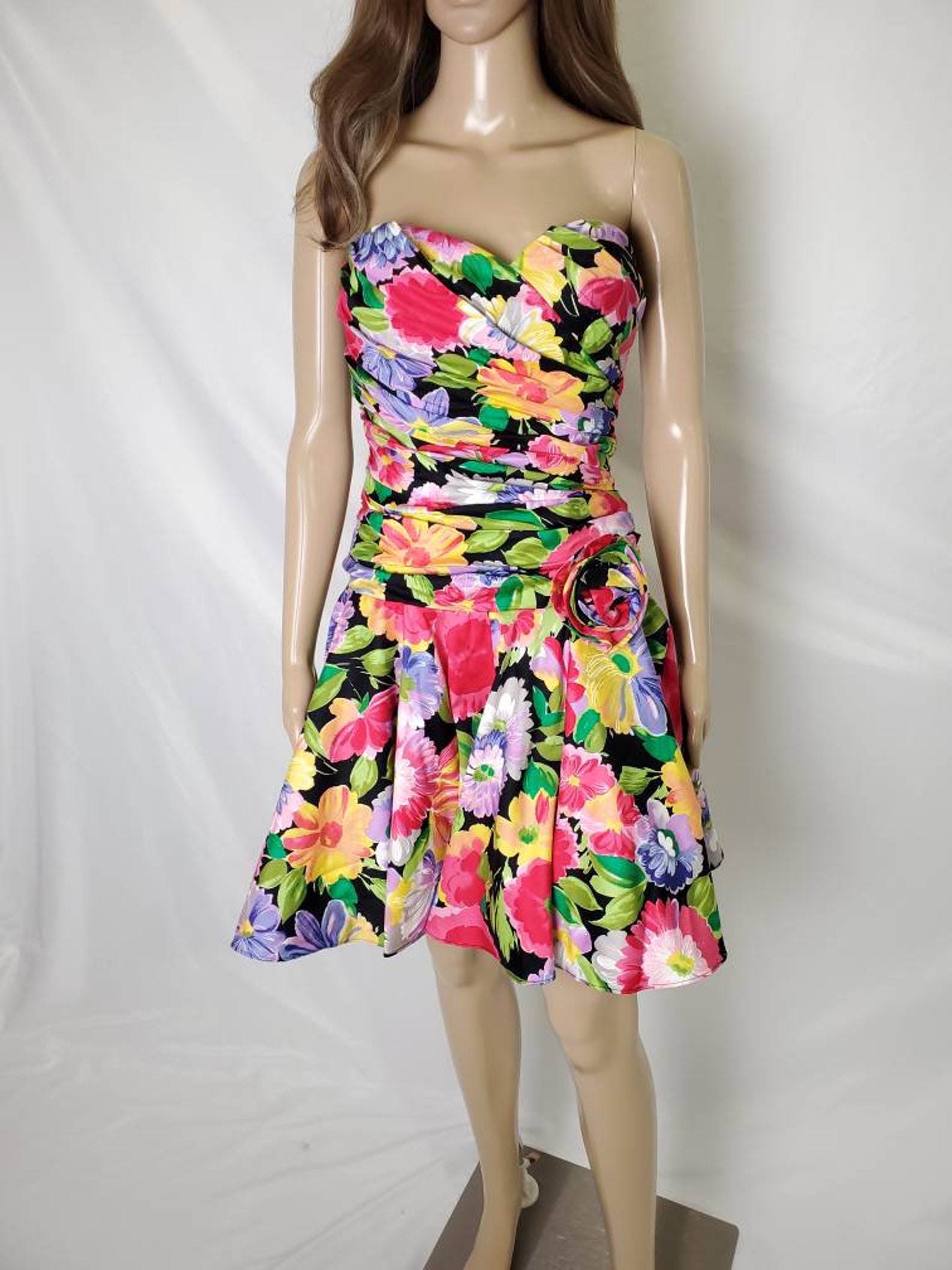 Robe de bal florale vintage des années 80 Totally 80's Etsy