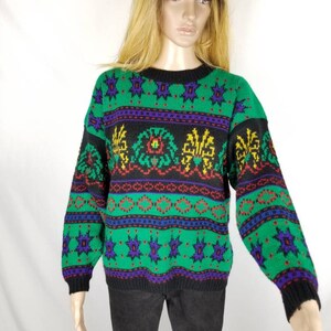VINTAGE 80s Sweater Crewneck Acrylic Sweater Size L Large