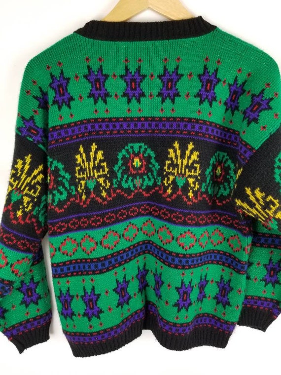 VINTAGE 80s Sweater Crewneck Acrylic Sweater Size… - image 7