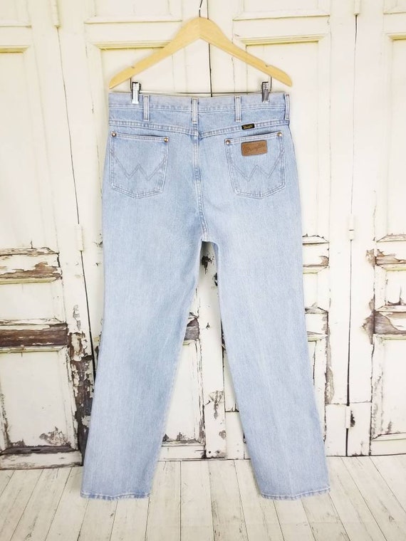 Wrangler Jeans Light Wash Blue Slim Straight Leg … - image 3