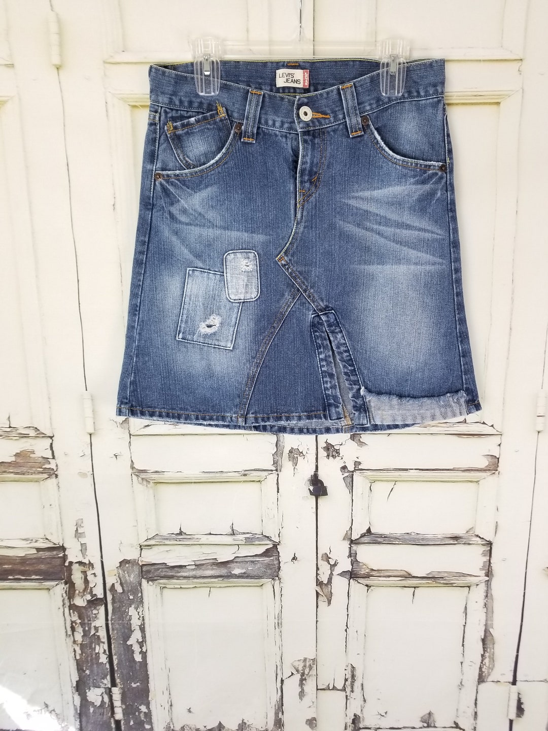 Levis Denim Skirt Distressed Jean Skirt // Women's Size 7 - Etsy