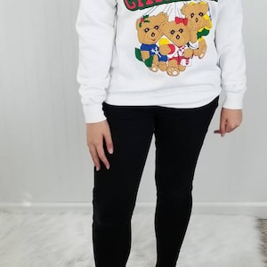 Vintage  90&#39;s Sweatshirt Puff Paint 90s Visa Logo and Teddy  bears Sweatshirt Graphic Retro Novelty Size Large  XL